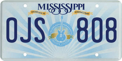 MS license plate OJS808