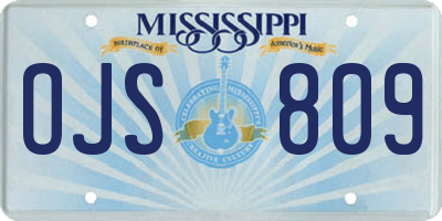 MS license plate OJS809