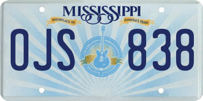 MS license plate OJS838