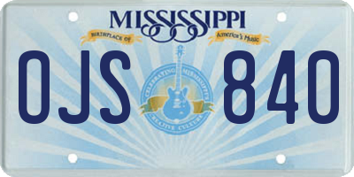 MS license plate OJS840