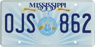 MS license plate OJS862