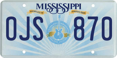MS license plate OJS870