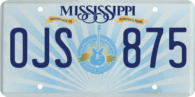 MS license plate OJS875