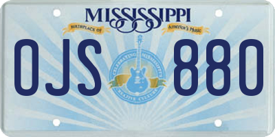 MS license plate OJS880