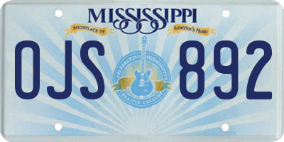 MS license plate OJS892