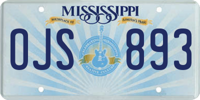MS license plate OJS893