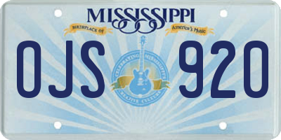 MS license plate OJS920