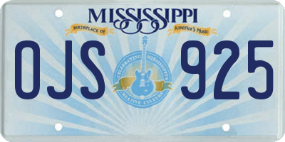 MS license plate OJS925