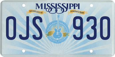 MS license plate OJS930