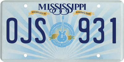 MS license plate OJS931