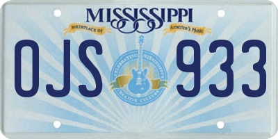 MS license plate OJS933