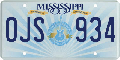 MS license plate OJS934