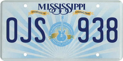 MS license plate OJS938