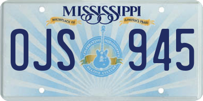 MS license plate OJS945