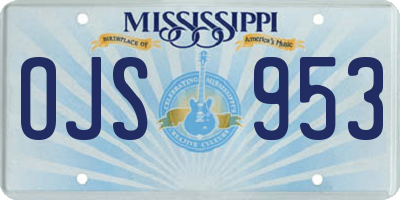 MS license plate OJS953