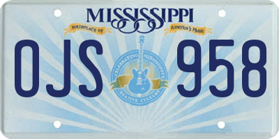 MS license plate OJS958