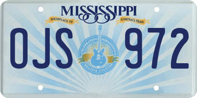 MS license plate OJS972