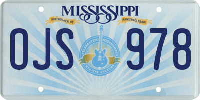 MS license plate OJS978