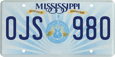 MS license plate OJS980