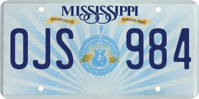MS license plate OJS984