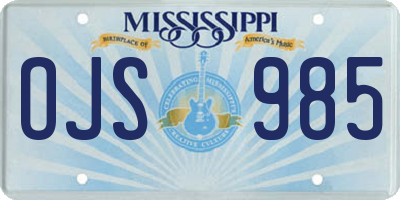 MS license plate OJS985