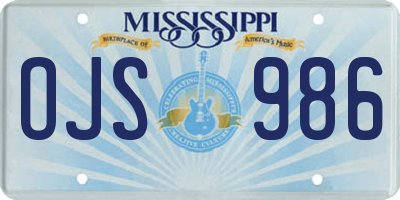MS license plate OJS986