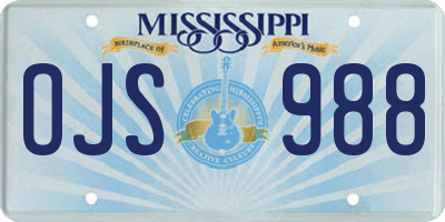MS license plate OJS988