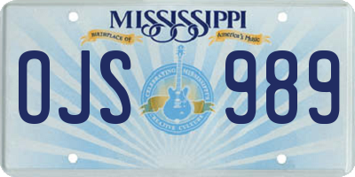 MS license plate OJS989