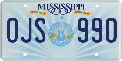 MS license plate OJS990