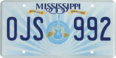 MS license plate OJS992