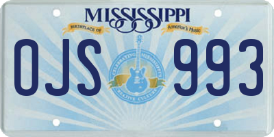 MS license plate OJS993