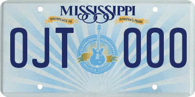 MS license plate OJT000