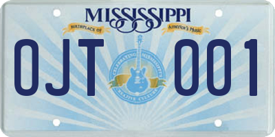 MS license plate OJT001