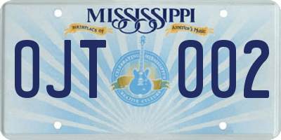 MS license plate OJT002