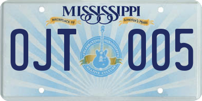 MS license plate OJT005