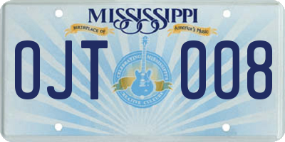 MS license plate OJT008