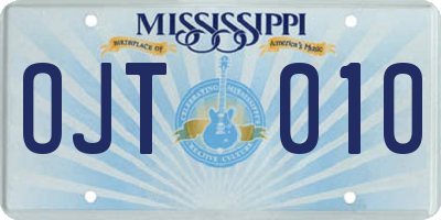 MS license plate OJT010