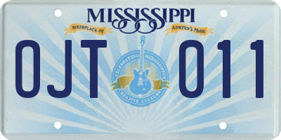 MS license plate OJT011