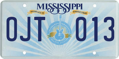 MS license plate OJT013