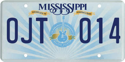 MS license plate OJT014