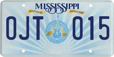 MS license plate OJT015