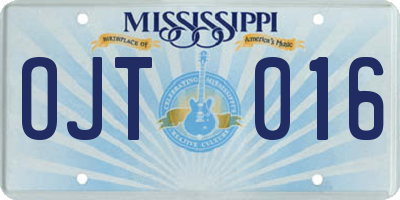 MS license plate OJT016