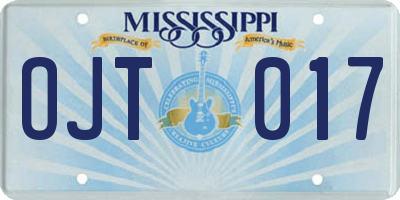 MS license plate OJT017