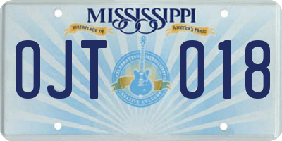 MS license plate OJT018