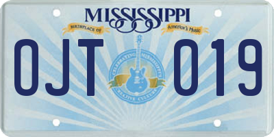 MS license plate OJT019