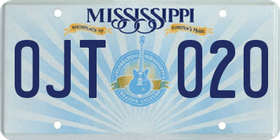 MS license plate OJT020