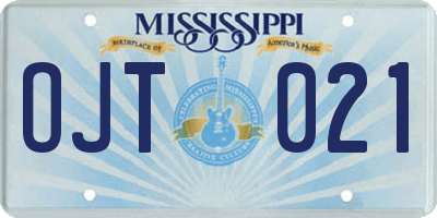 MS license plate OJT021