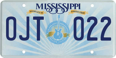 MS license plate OJT022