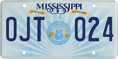 MS license plate OJT024