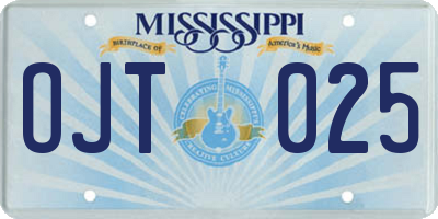 MS license plate OJT025